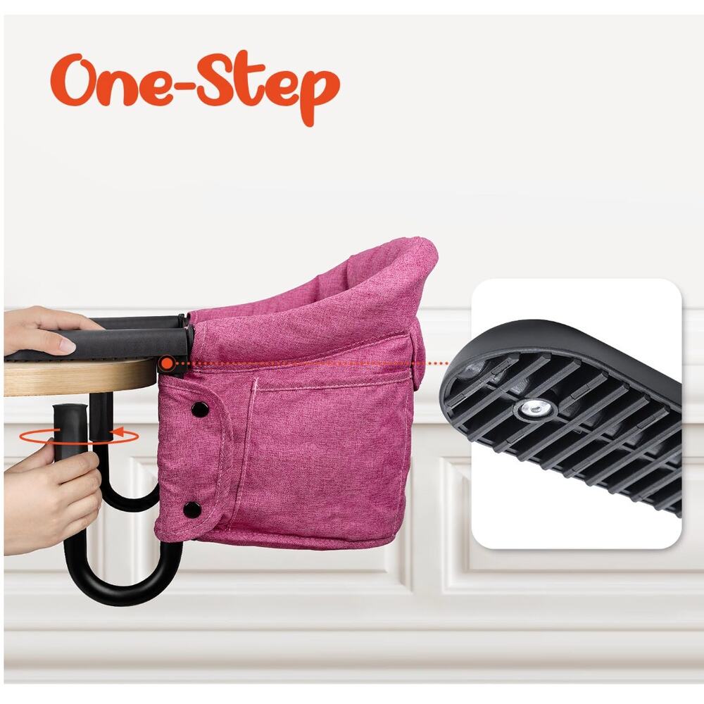 Hook On High Chair with Carry Bag - Portable & Foldable (6-36 Months)- Rose Red - Picture 3 of 6